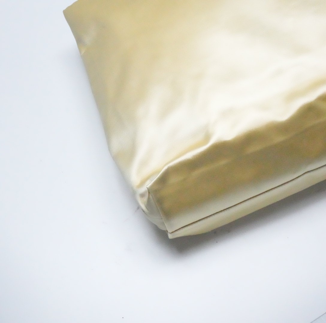 RARE!!!! Prada Shoulder Tote Bag Gold Satin Gold Chain image 7