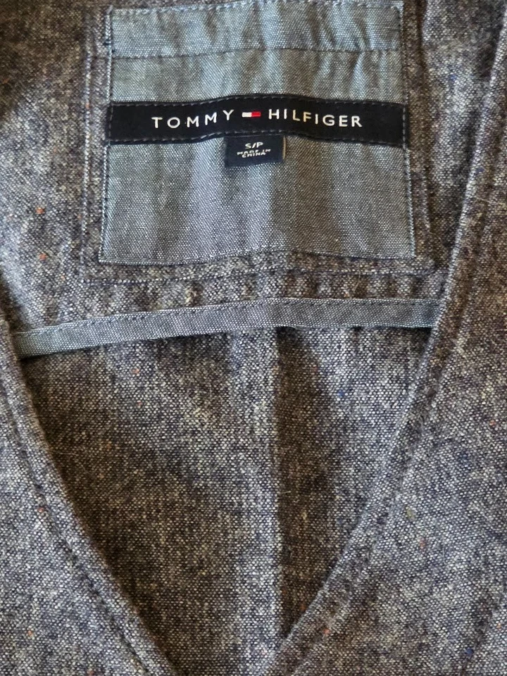 Chaleco De Colección Tommy Hilfiger Lana Azul Tweed Preppy Abotonable Talla S/P  Foto 4 de 4