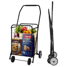 FlexWave Folding Shopping Cart Lightweight Utility Trolley Cart 88 lbs Grocery