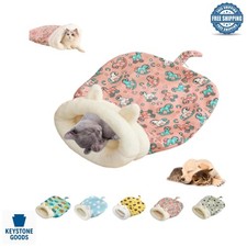 Pink Cozy Self-Warming Cat Sleeping Bag for Indoor Comfort Travel