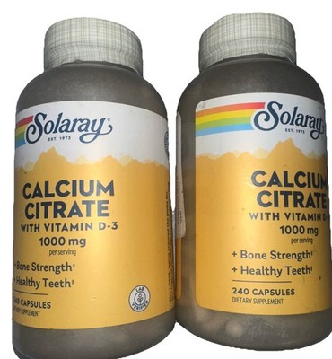 Two Bottles - Solaray Calcium Citrate Vitamin D-3 1000mg  480 Total Pills In All