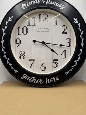 Farmhouse Wall Clock  Friends & Family Gather Here  Rustic Black 12  Decor