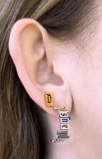 Disney Crislu Disneyland Marquee Hoop Earrings Silver Platinum Colored NEW