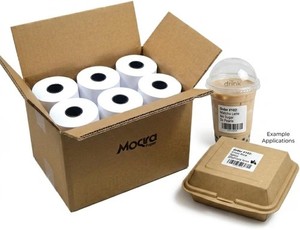 Moqra Sticky Thermal Receipt Paper Rolls (40mm) 1 1/2" x 170’, 12 Rolls