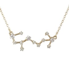 Gold Zodiac Scorpio Constellation Rhinestone Necklace Celestial Jewelry