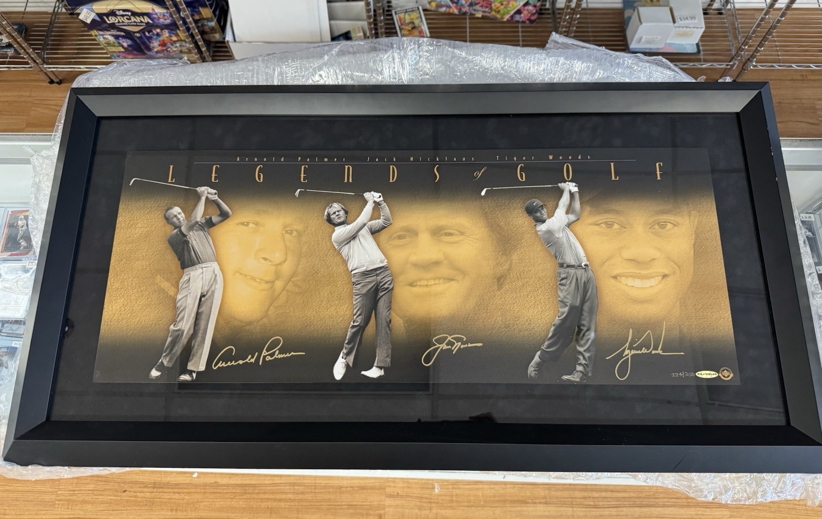Tiger Woods Autographed Signed Arnold Palmer LEGENDS OF GOLF FRAMED PHOTO 30x12 NICKLAUS UDA 