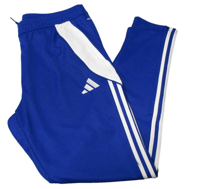 Adidas Tiro 24 Track Pants Mens Medium Training Blue White Stripe Zip Pockets