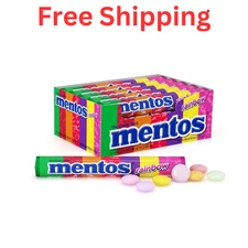 Mentos Chewy Mint Candy Roll, Rainbow, Non Melting, Party, 14 Pieces Pack of 15
