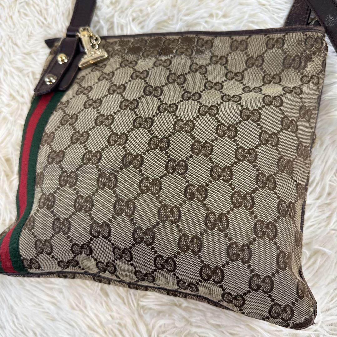 GUCCI GG Sherry Shoulder Bag in Brown Canvas 144388 F07211624