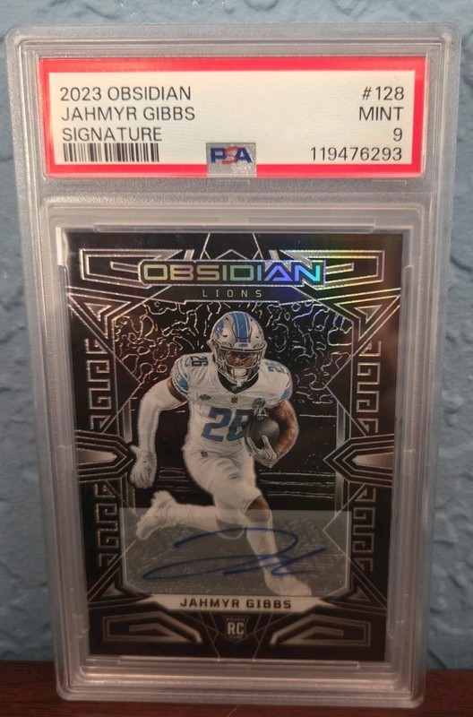 2023 Panini Obsidian Jahmyr Gibbs Signatures RC Auto #128 PSA 9 MINT Lions