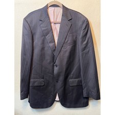 Dormeuil Amadeus Men's Merino Wool Striped Blazer Jacket Size 45 Blue Purple