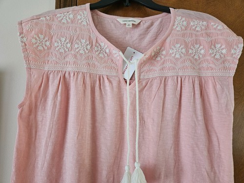 Tunica donna Lucky Brand taglia S (corrente S/M) cotone rosa pallido - Foto 4 di 10
