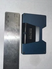 Kenneth Cole Reaction Hardside Card Case RFID Secure Wallet Blue Money Clip