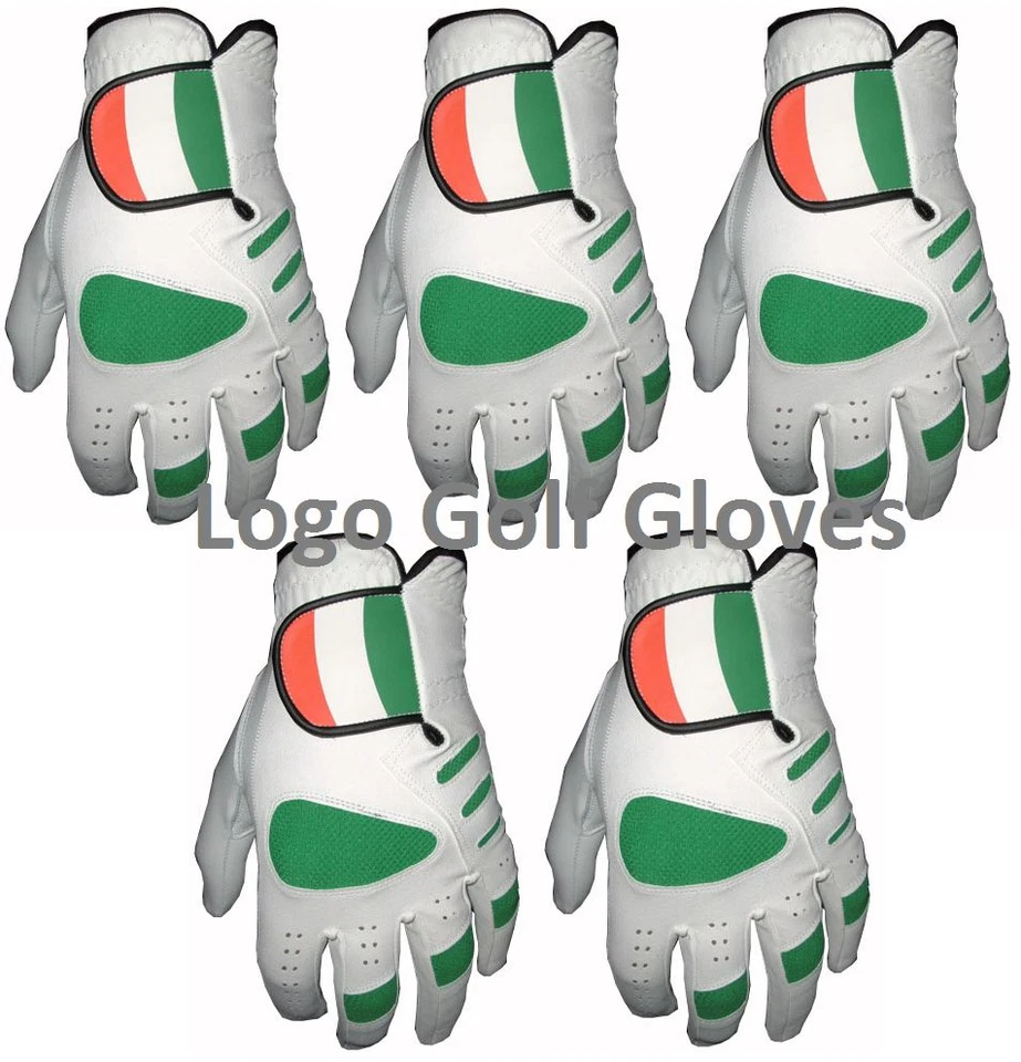 LOGO GOLF 5 Herren Golfhandschuhe Cabretta Leder Palme Irland Logo -6 Größen S,M,M/L,L,XL,XXL