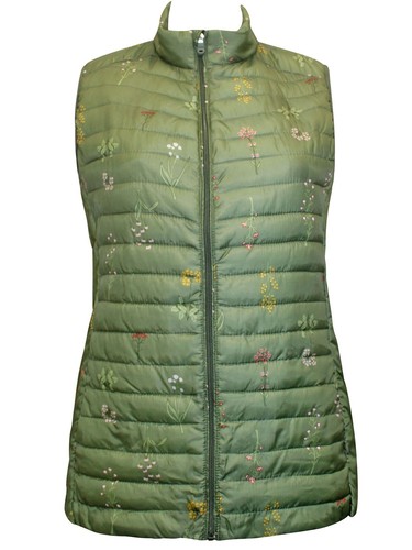 Weekend Khaki Floral Print Packaway Quilted Gilet Jacket 18, 20, 22, 24, 26 - Picture 5 of 8