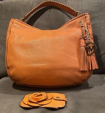 MICHAEL KORS Whipstitch Tassel Hobo In Orange...