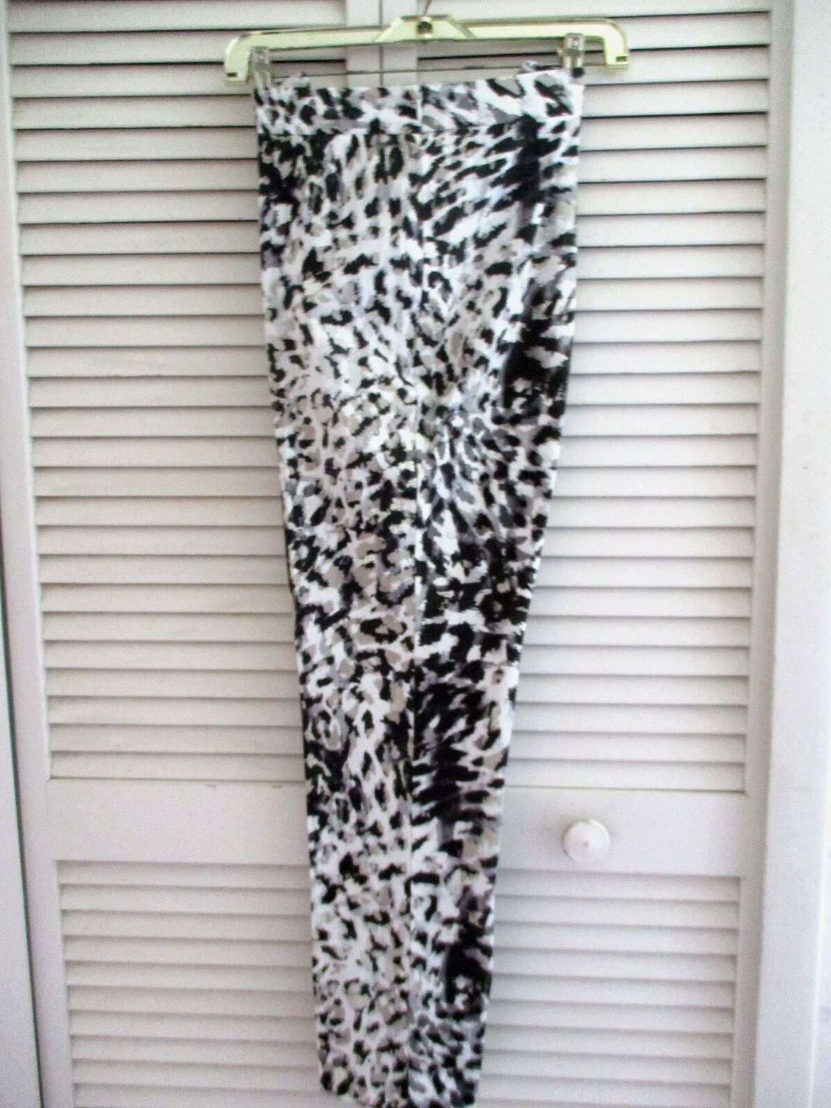 NATORI CROPPED PPANTS COTTON BLEND  LEOPARD PRINT MULTICOLOR WHITE  8 NEW