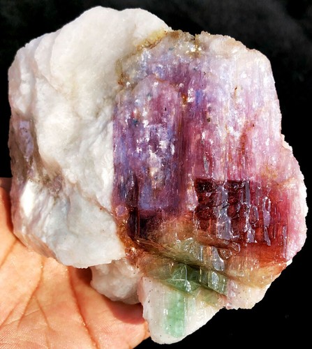 Cristallo di tormalina colore anguria naturale 649 g esemplare pietra grezza ip1422 - Foto 10 di 12