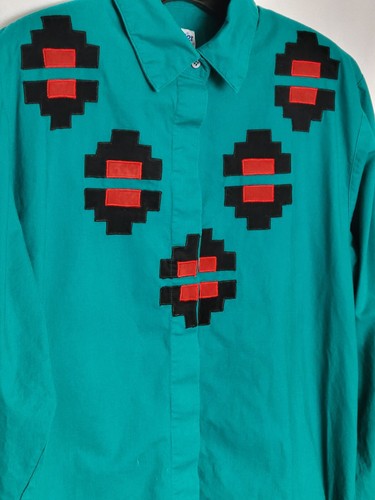 Vintage Wranglers Womens Shirt Size Large Southwestern Aztec Cowgirl Rodeo - Picture 5 of 13
