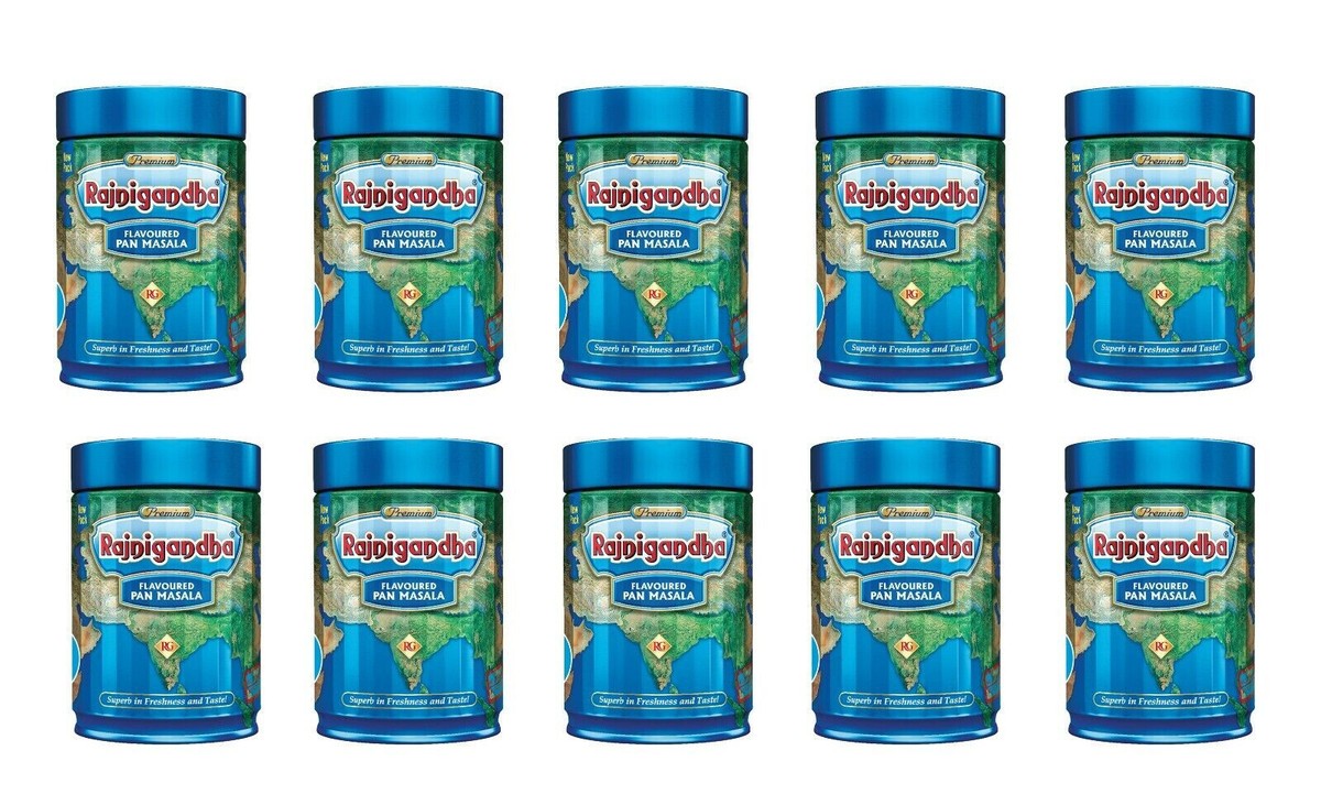 rajnigandha has tobacco Rajnigandha Flavoured Masala Mouth Freshener Freshness Tin Dabba 100g Set  Of 10