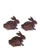 Set/12 Primitive Rusty Tin BUNNY RABBIT Cutouts Cutout 1.25" W Country Craft
