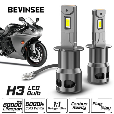 Bevinsee H3 Motorcycle LED Headlight Bulbs for Buell XB12R Firebolt 2004-2010