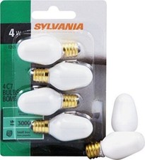 SYLVANIA 13553 PACK 4 NIGHT LIGHT 4 WATT WHITE LIGHT BULBS 7W 120V C7
