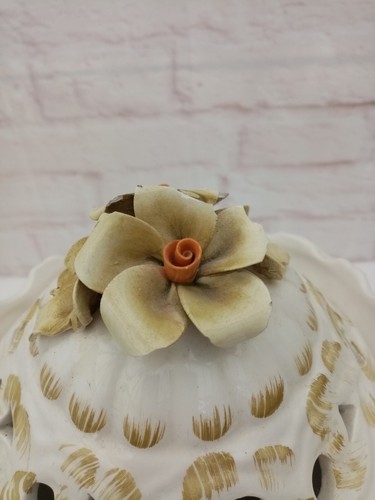 Capodimonte Francesco Ceramic Urn Vase Lid Floral Italy White Multi Ornament - Picture 5 of 16