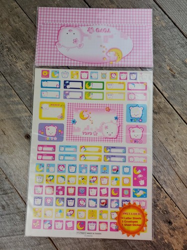 TOFU Schwein Schreibwaren Set Umschläge Briefbogen Aufkleber rosa gingham  - Bild 1 von 7