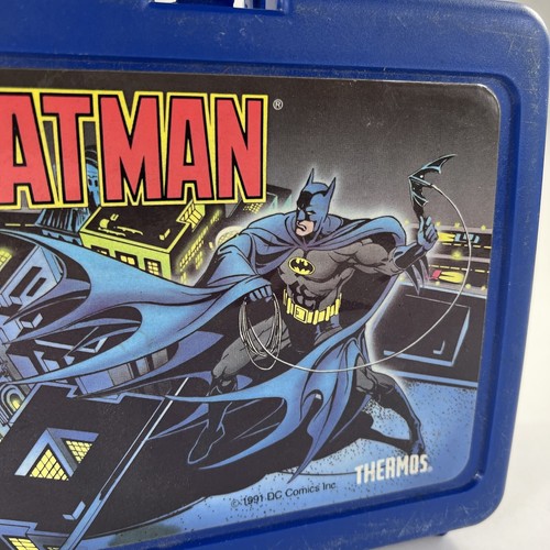Vintage 1990’s Batman Lunch Box by Thermos 1991 DC Comics Blue Plastic - Picture 2 of 8
