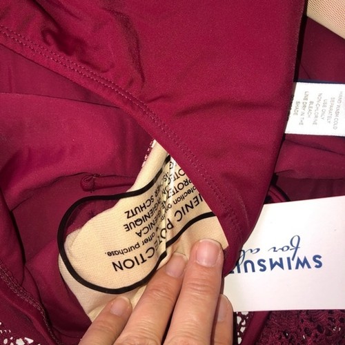 Swimsuits For All Crochet Swim Dress Side Ruching 14 Wine Red - Picture 14 of 16