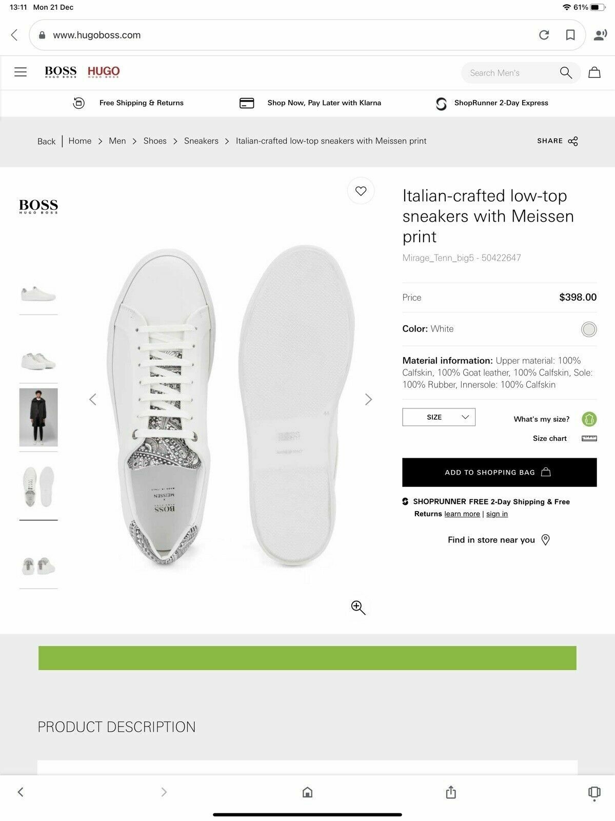 New Hugo Boss Meissen marco portofino white shoes trainers 12 UK 46 EU 13 USA image 3