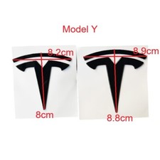 For Tesla 2PCS Model Y rear& front Emblems dual motor plastic LOGO gloss black
