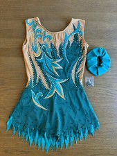 Rhythmic Gymnastics Acro Sleeveless Leotard - Dark Green/Teal/Gold - BRAND NEW