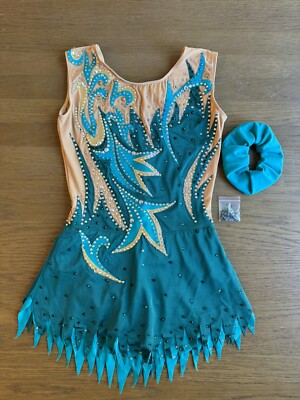 Rhythmic Gymnastics Acro Sleeveless Leotard - Dark Green/Teal/Gold - BRAND NEW