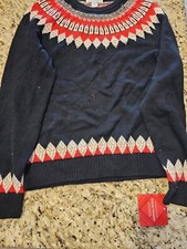Charter Club Big Boys Medium Deep Black Combo Fair Isle Family Sweater NWT AX24