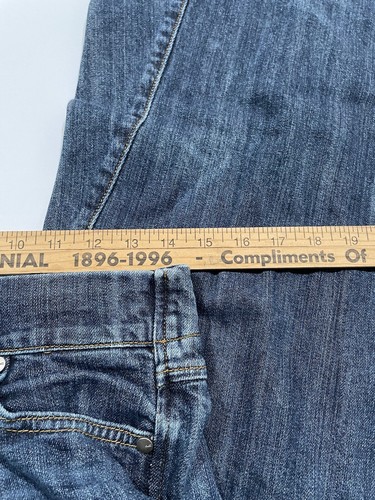 VIGOSS Jeans Sz 3/4 (Defect In Pic) Flared Leg Hippie Retro Logo Rivets Button - Picture 11 of 15