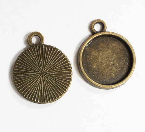 Bulk 100 Antiqued Bronze flat round cabochon Settings for 12mm cabochon - Picture 3 of 3