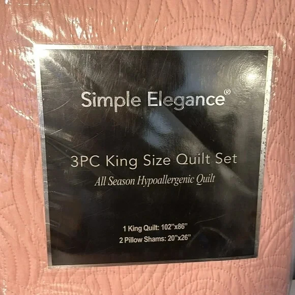 Juego de edredón/cubrera Simple Elegance 3 piezas tamaño king rubor hipoalergénico Foto 2 de 4