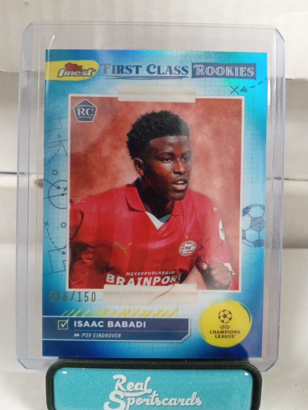 2023-24 Topps Finest UEFA Isaac Babadi Blue Refractor /150 First Class Rookie