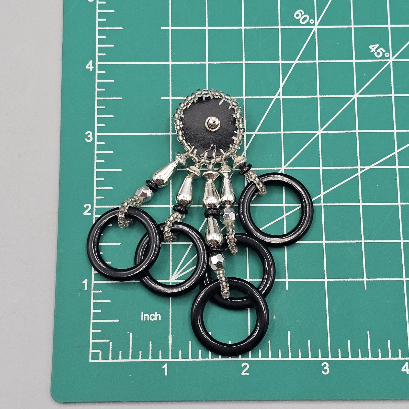 Boho Dangle Earrings Black Interlocking Rings Pie… - image 10