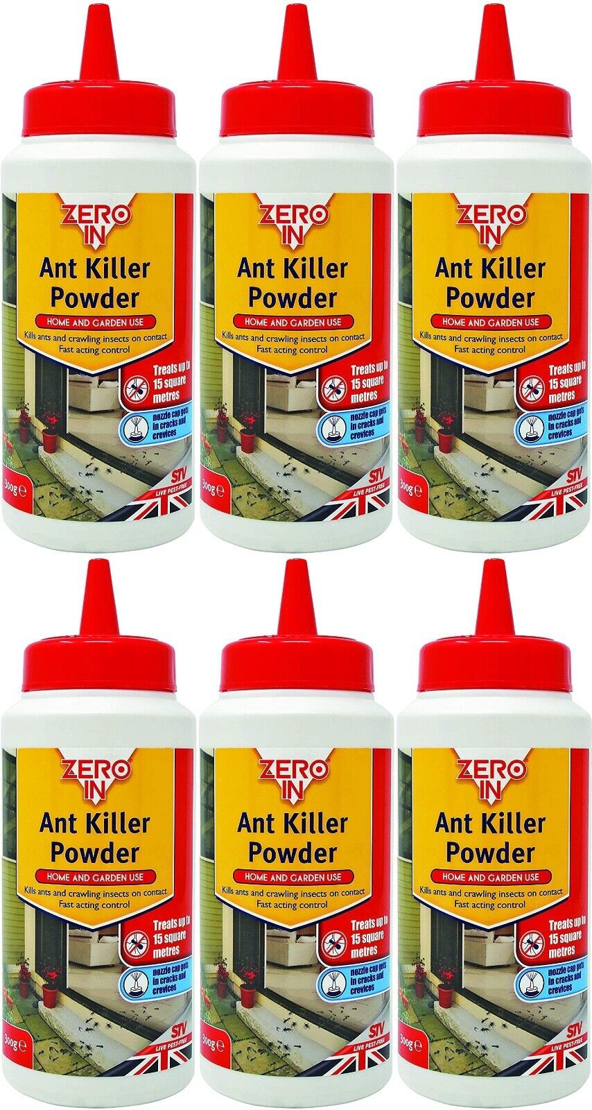 6x Zero In Home Garden Ant Woodlice Cockroaches Earwig Insect Killer Powder 300g
