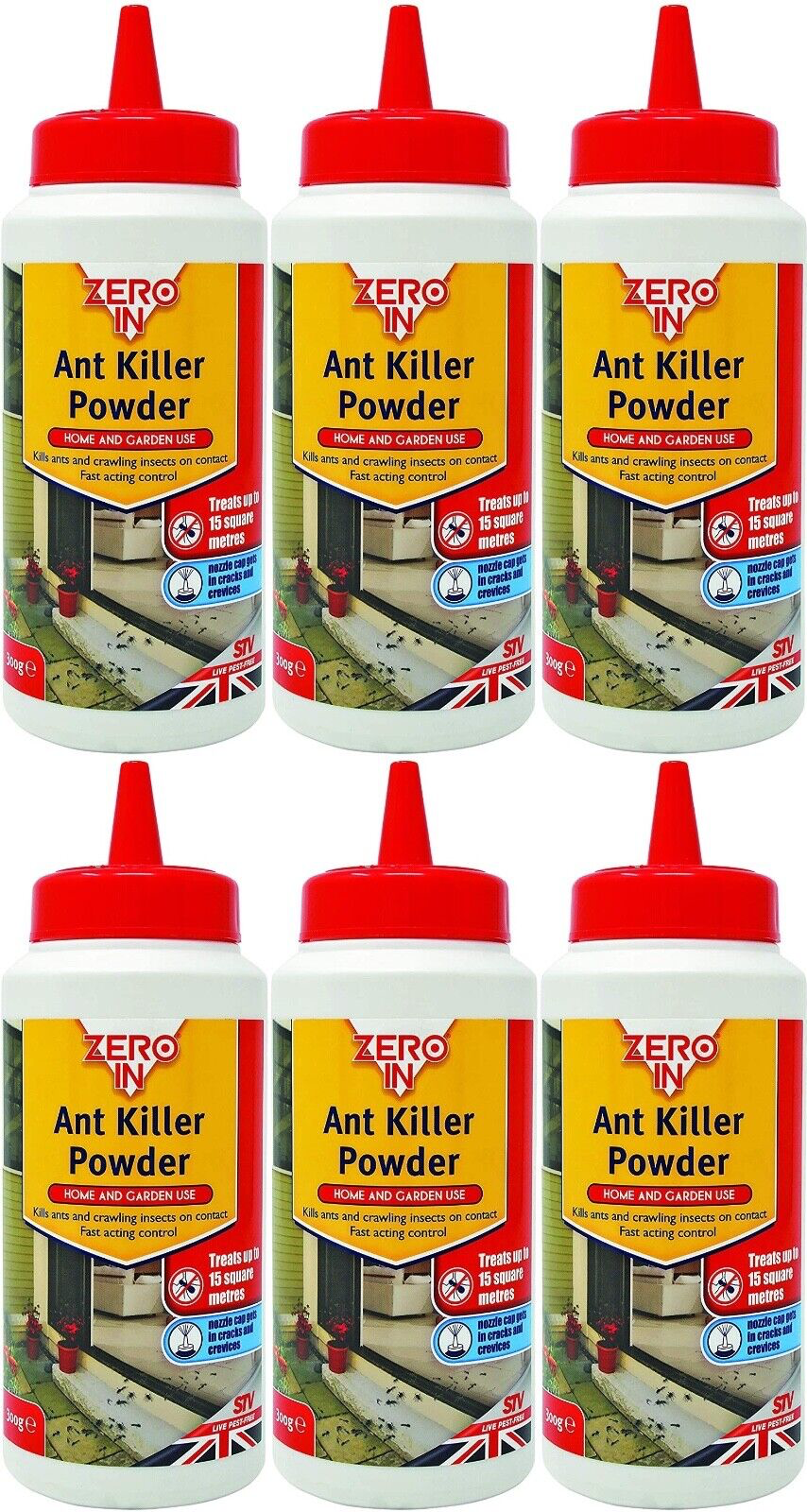 6x Zero In Home Garden Ant Woodlice Cockroaches Earwig Insect Killer Powder 300g