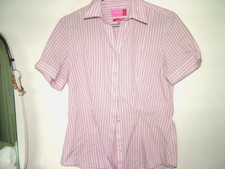 Pink Grey Striped Shirt 12 Brook Taverner collared, short sleeves, tailored,