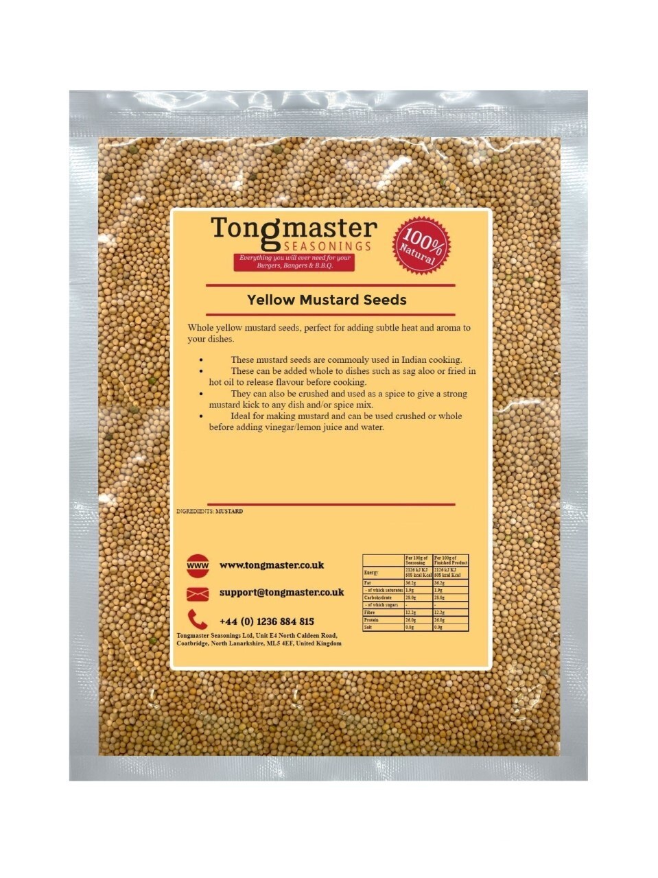 Whole Dried Yellow Mustard Seeds - 200g