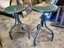 2 antique industrial heavy metal adjustable stools – nice