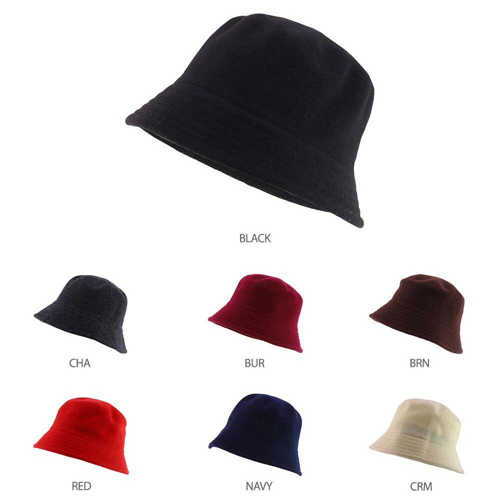 Wool Winter Bucket Hat with Stitches on The Brim - FREE SHIPPING