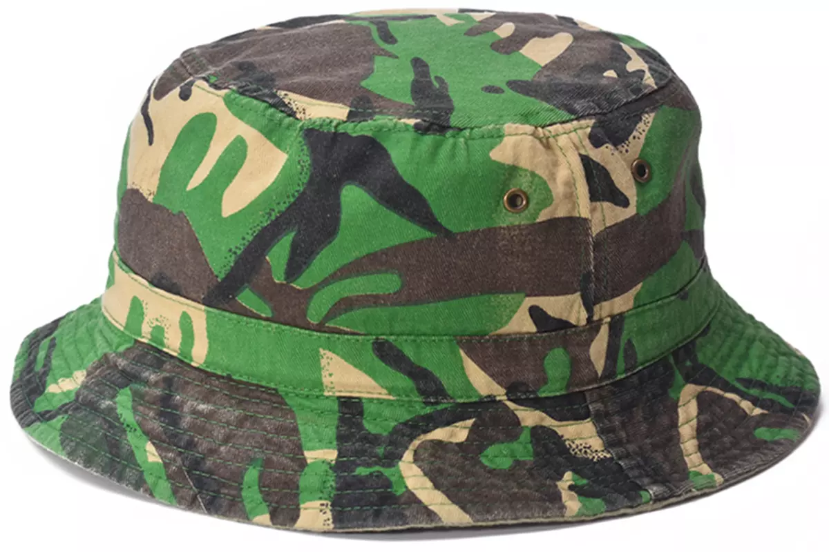 Mens Camouflage Bucket Hat 100% Cotton Reversible Bush Hat Sun Cap Fishing  Hat