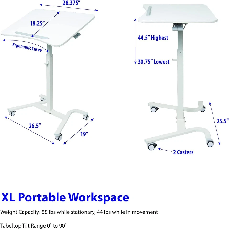 Регулируемая мобильная подставка для рабочей станции ноутбука настольная тележка - Изображение 2 из 4