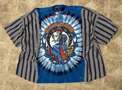 GuzFurbished Upcycled Grateful Dead Liquid Blue Skeleton Shirt Oversized XL-4XL